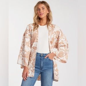 Billabong Tan Hawaiian / Floral Kimono / Cover Up